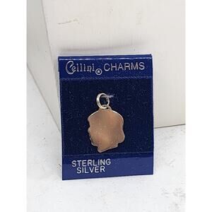 Vintage Charm Sterling Silver 925 Silhouette Head Pendant Engravable NOS on Card